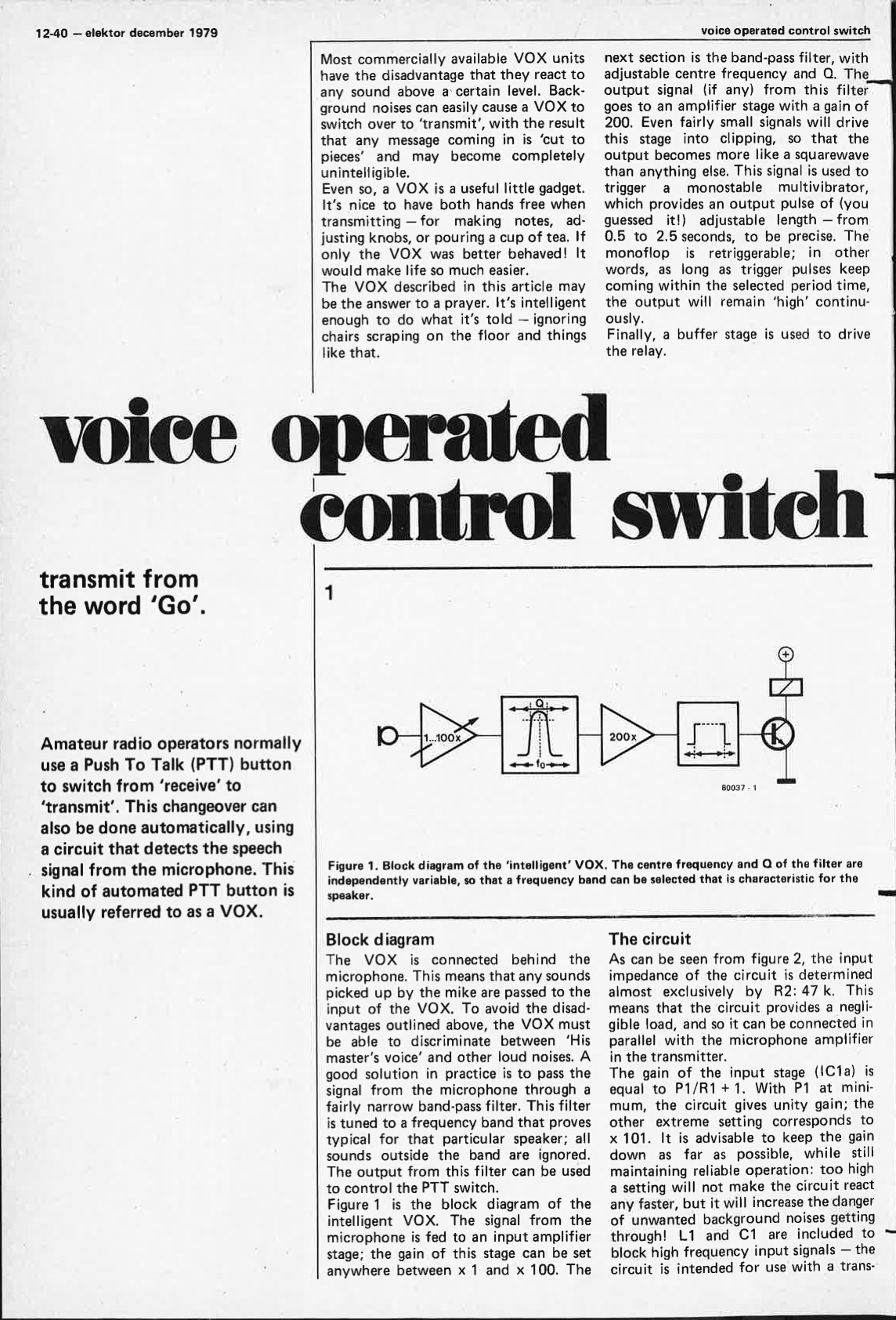 voice operated control switch